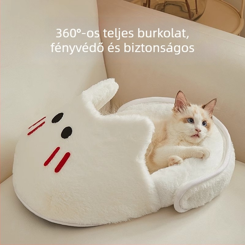 Macskafészek - félig zárt kialakítás, minden évszakra alkalmas meleg ágy, vászon