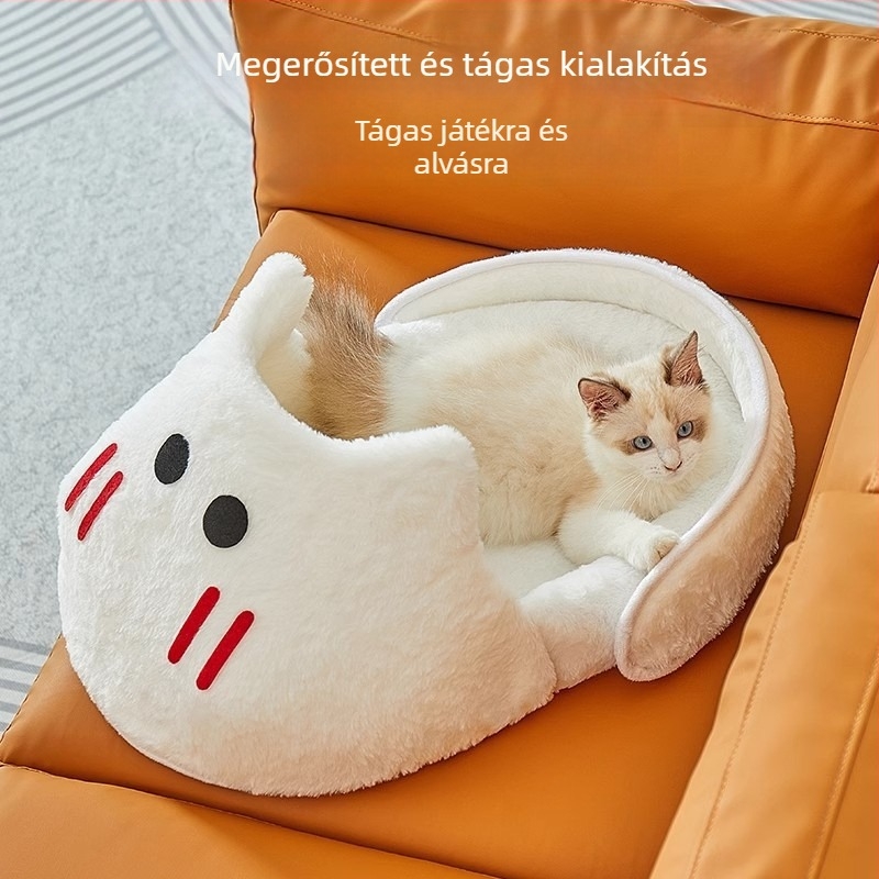 Macskafészek - félig zárt kialakítás, minden évszakra alkalmas meleg ágy, vászon