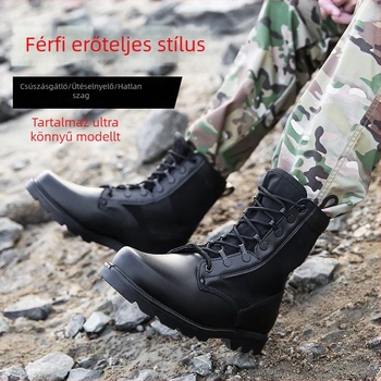 Magasított bőr bakancs hálós felsőrésszel, vízálló, EVA talpbetét, uniszex