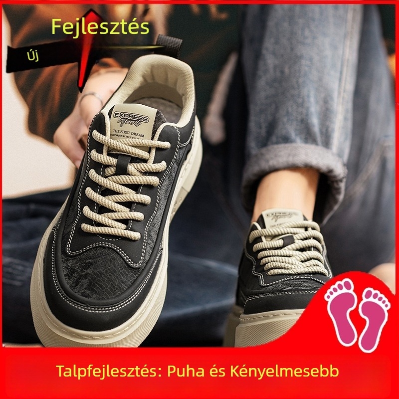 Férfi hétköznapi sneaker cipő, felső része szuperfiber anyagból, fűzős zárás, gumi talp, textil talpbetét, hálózati bélés; fiataloknak 18–40