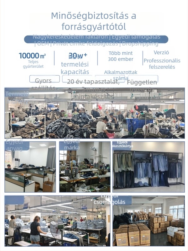 Férfi denim nadrág ívelt szegéllyel, 2026 tavasz, laza egyenes szabás, hétköznapi hosszú nadrág