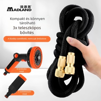 3× teleszkópos tömlővel rendelkező vízsugárpisztoly, magasnyomású autómosó fúvóka, menetes csatlakozás, rozsdamentes acél csatlakozó, természetes gumi test