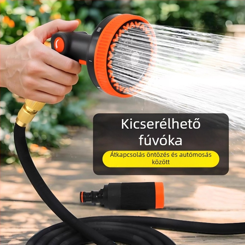 3× teleszkópos tömlővel rendelkező vízsugárpisztoly, magasnyomású autómosó fúvóka, menetes csatlakozás, rozsdamentes acél csatlakozó, természetes gumi test