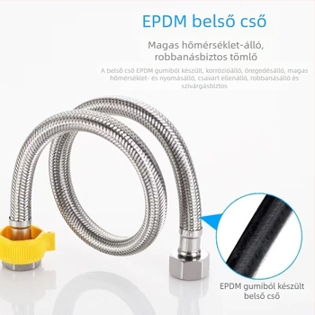 304 rozsdamentes acél kettős bemeneti tömlő, modell 8801818, 1,6 MPa, 0–90 °C, kézi szerelés