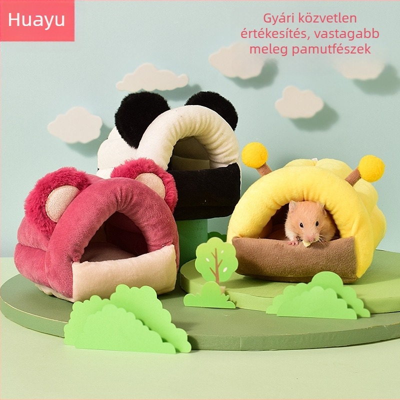 Hamsterfészek — pamut anyag, alagút alakú, melegen tart, téli felhasználás, ham​ster számára