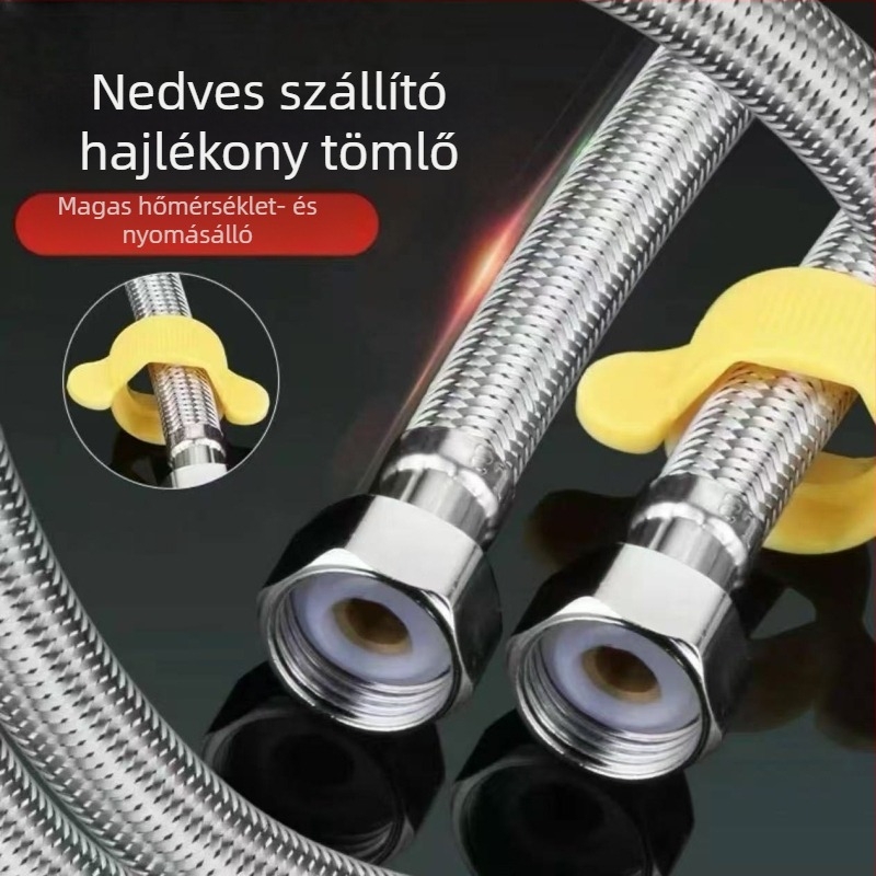 304 rozsdamentes acélból készült, hálózott beömlő tömlő bojlerhez, hosszabbított, robbanásbiztos, PVC csatlakozás a csaphoz, CE tanúsítvány
