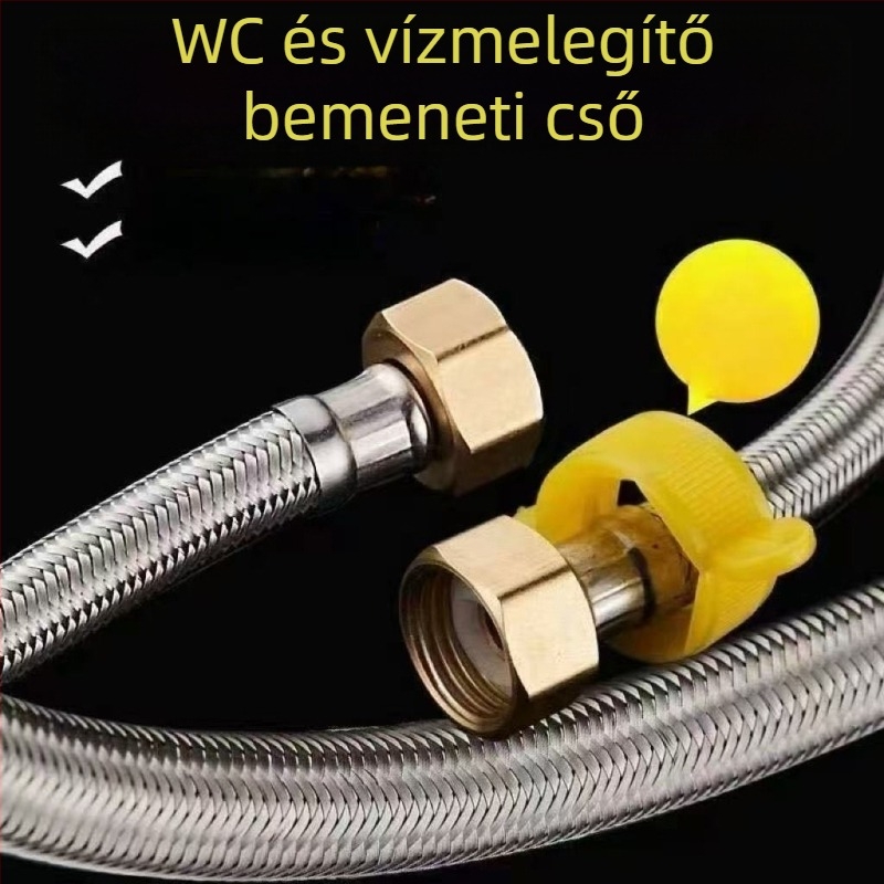 304 rozsdamentes acélból készült, hálózott beömlő tömlő bojlerhez, hosszabbított, robbanásbiztos, PVC csatlakozás a csaphoz, CE tanúsítvány