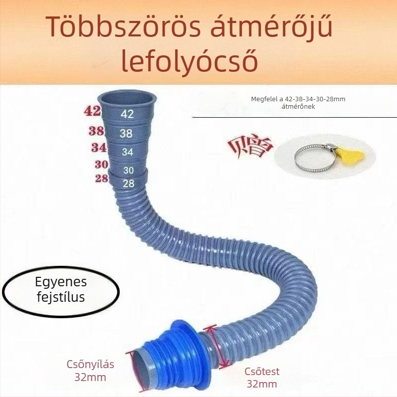 Lefolyócső mosdóhoz és mosógéphez – univerzális, több átmérővel (PVC; CE tanúsított)