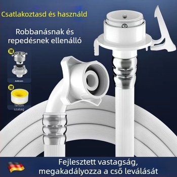 Mosógép beömlőcső PVC, 1,2 bar, 90°C, univerzális telepítés