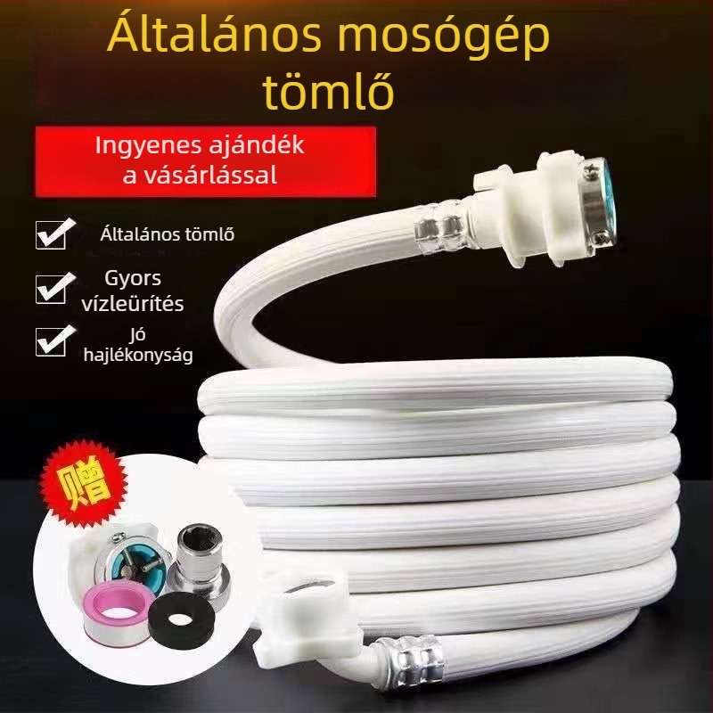 Mosógép beömlőcső PVC, 1,2 bar, 90°C, univerzális telepítés