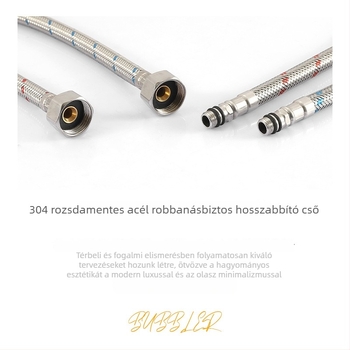Rozsdamentes acél vízbekötőcső puha csatlakozással zöldségmosó medencéjéhez, 1,6 MPa, 0–90°C