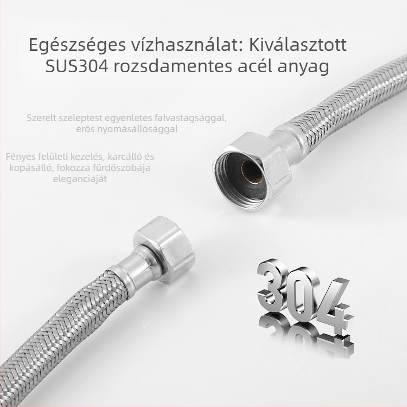 Rozsdamentes acél vízbekötőcső puha csatlakozással zöldségmosó medencéjéhez, 1,6 MPa, 0–90°C
