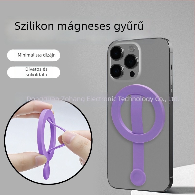 Húzható mágneses gyűrűtartó szilikon telefon-tokhoz