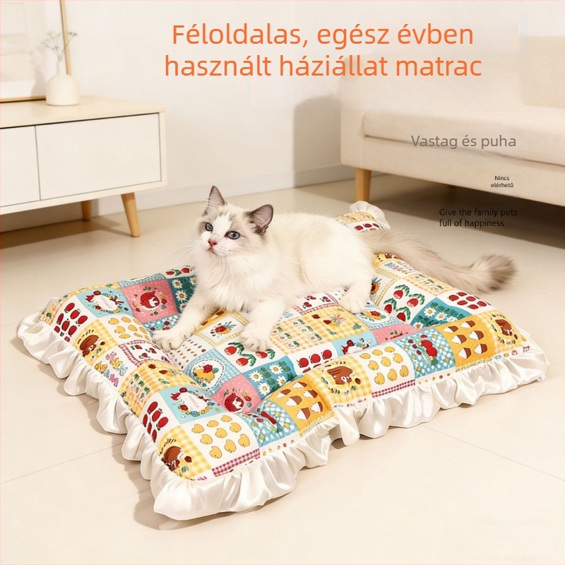 Macska matrac textilből, melegen tartja, egész éves használatra, fajták: Folded-Ear, British Shorthair, Ragdoll, Birman