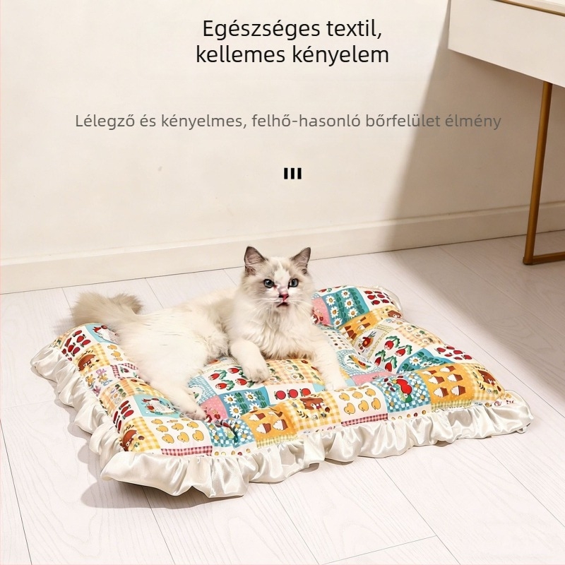 Macska matrac textilből, melegen tartja, egész éves használatra, fajták: Folded-Ear, British Shorthair, Ragdoll, Birman