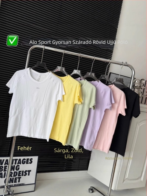 Pamut gyorsan száradó póló, rövid ujjú, kerek nyakú, slim fit