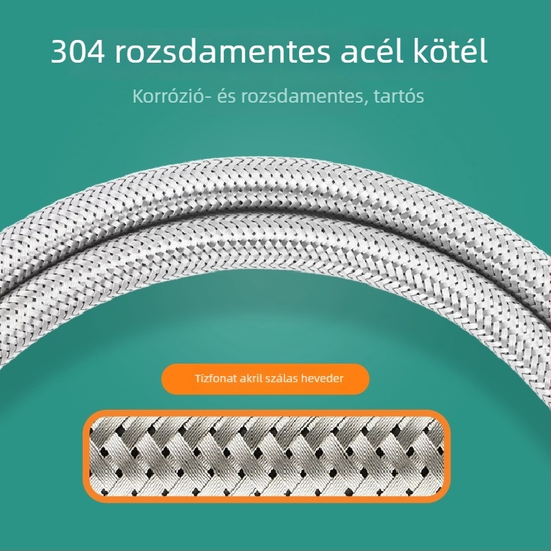 304 rozsdamentes acél, nagy áramlású tömlő a bojler bemeneti csőhöz — vastagított fém kötött cső, 16 MPa, 80°C, modell AFDLLJSG-001