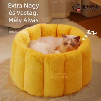 Macskafészek minden évszakra, téli meleg, fél-nyitott, emelt, biztonságos | Anyagok: PP Cotton, Rabbit Fur | Származás: Jiangsu | Márka: mollybox Magic Cat Box | Termékszám: Cannelé Cat Nest