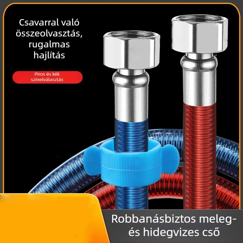 Hullámcsöves rozsdamentes acél vízbeömlő cső bojlerhez, felületi szerelés, 1 MPa, 99°C, Yayier