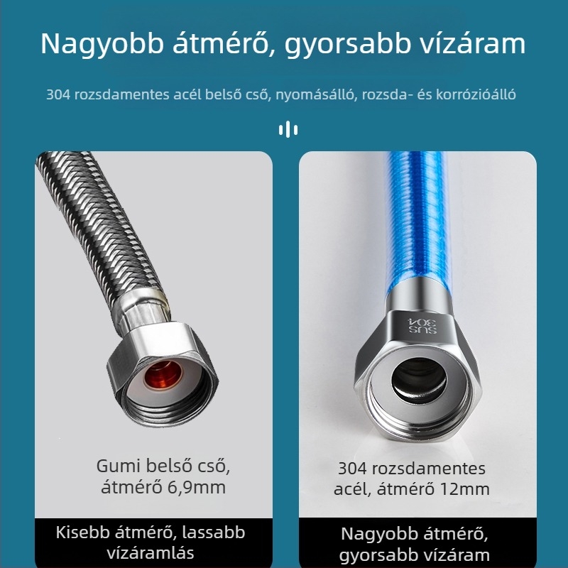 Hullámcsöves rozsdamentes acél vízbeömlő cső bojlerhez, felületi szerelés, 1 MPa, 99°C, Yayier