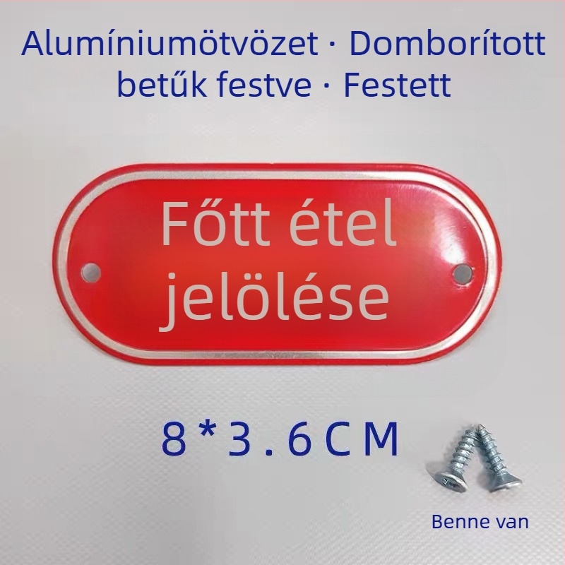 Alumíniumötvözetű konyhai címkészlet nyers és főtt ételek osztályozásához, önragasztó címkék sütői bevonattal, iskolák, kórházak, szállodák és bevásárlóközpontok számára. Eredet: Wenzhou, Kína