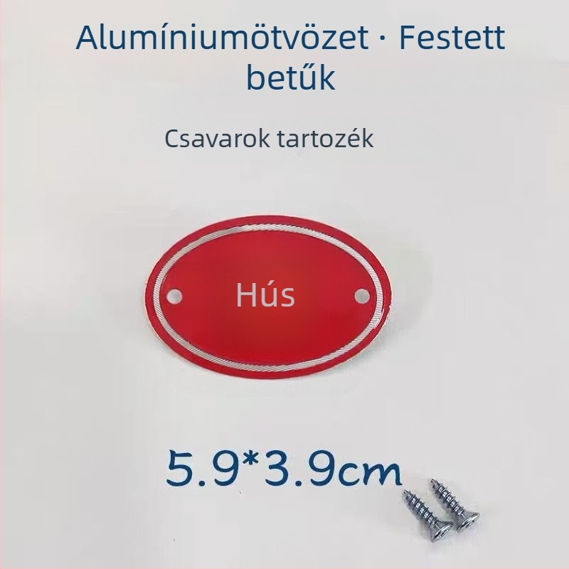 Alumíniumötvözetű konyhai címkészlet nyers és főtt ételek osztályozásához, önragasztó címkék sütői bevonattal, iskolák, kórházak, szállodák és bevásárlóközpontok számára. Eredet: Wenzhou, Kína