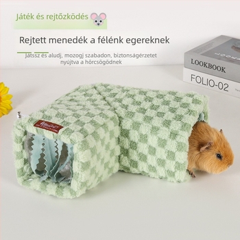 Plüss bevonat alagút alvófülke kisemlősöknek – Anyag: Poliészter; Eredet: Shandong; Modell: DLH2517; Márka: Du Laohan; Alkalmazható: Tengerimalacok