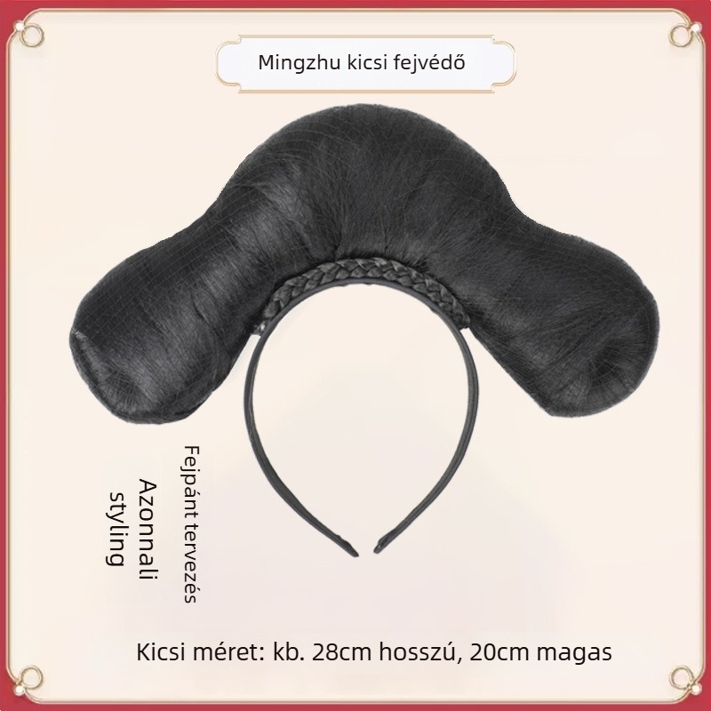 Paróka Qing-dinasztia palotai stílusban, integrált fejdísszel, modell Gege flag head, anyag: magas hőállóságú huzal, hossz: rövid, stílus: könnyű luxus.