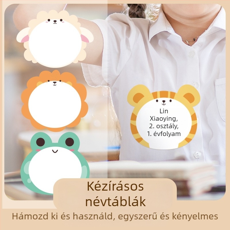 Ruhákhoz való névjegy papír – kézzel írt név, aranyos stílus, nyomtatott kivitelezés, Öntapadó: Igen