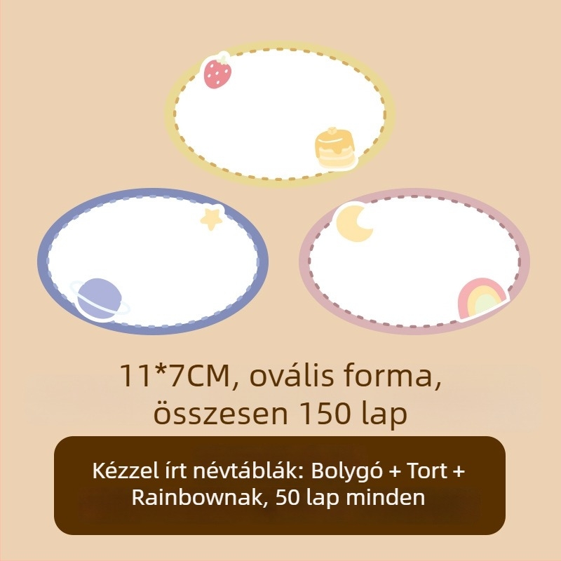 Ruhákhoz való névjegy papír – kézzel írt név, aranyos stílus, nyomtatott kivitelezés, Öntapadó: Igen