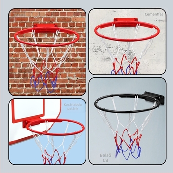 Fali mini kosárlabda tábla gyermekeknek, beltéri és kültéri használatra, ABS anyag, 30 cm átmérőjű kosárgyűrű