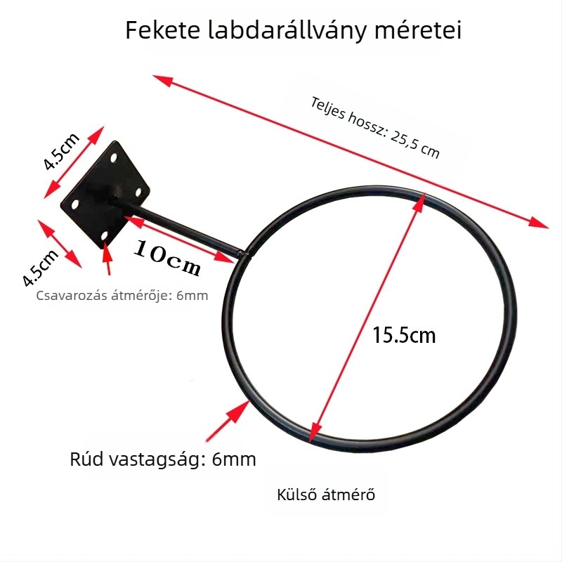 Fali felakasztható kör alakú kosárlabda- és futball-labda-display állvány