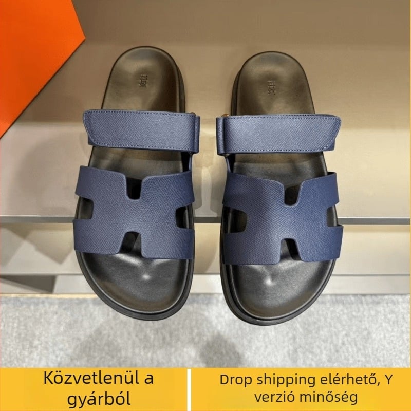 Férfi bőr szandál PU talppal, Velcro-zárás, lélegző, vízálló és csúszásmentes