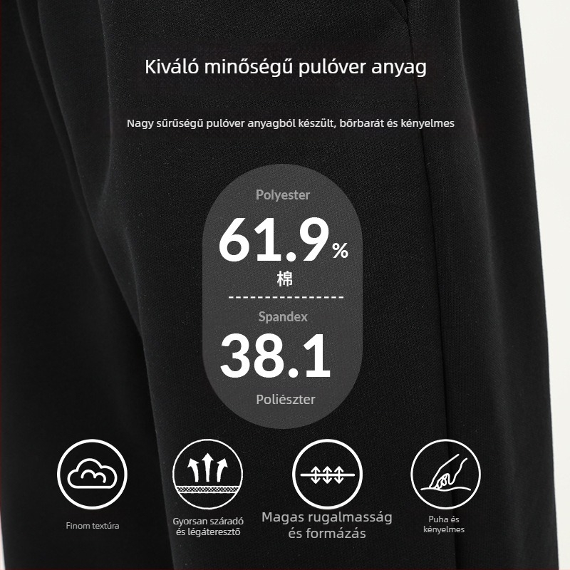 Őszi–téli vastagított férfi sportnadrágok, retro stílus, poliészter-pamut keverék, egyszínű, laza szabású, széles szárú