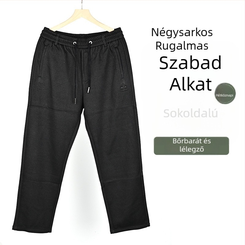 Férfi fleece-lininges sportnadrág, egyenes szabású, vast szövésű anyag, 100% poliészter, téli