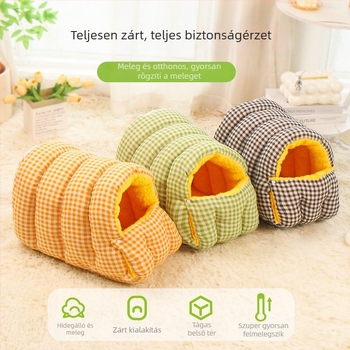 Téli meleg macskafészek fleece-béléssel, egész éves használatra, félig zárt macskaház leválasztható, mosható párnával