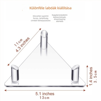 Pinxu akril kijelzőállvány kosárlabda, futball, röplabda, rögbi és bowling labdáknak – áttetsző háromszög alakú tárolóállvány, Modell CY-66002-3