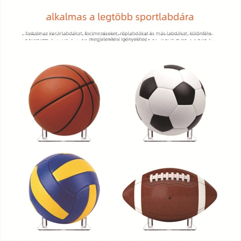 Pinxu akril kijelzőállvány kosárlabda, futball, röplabda, rögbi és bowling labdáknak – áttetsző háromszög alakú tárolóállvány, Modell CY-66002-3