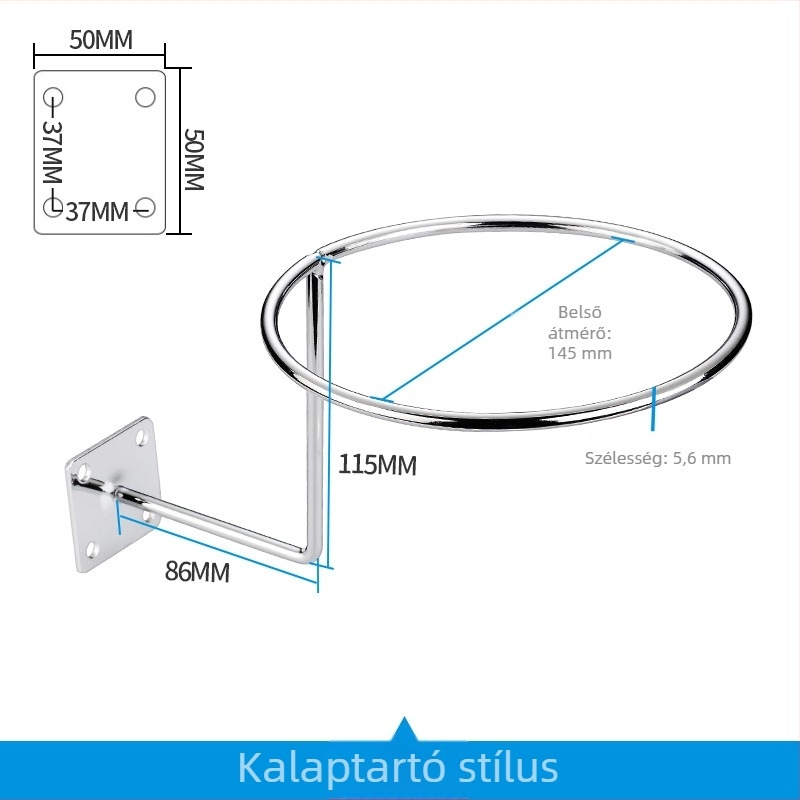 Falihoz szerelhető vasból készült labdatartó, egyoldalas horog, modern minimalist stílus, maximális terhelés 5 kg, kosárlabda és futball számára