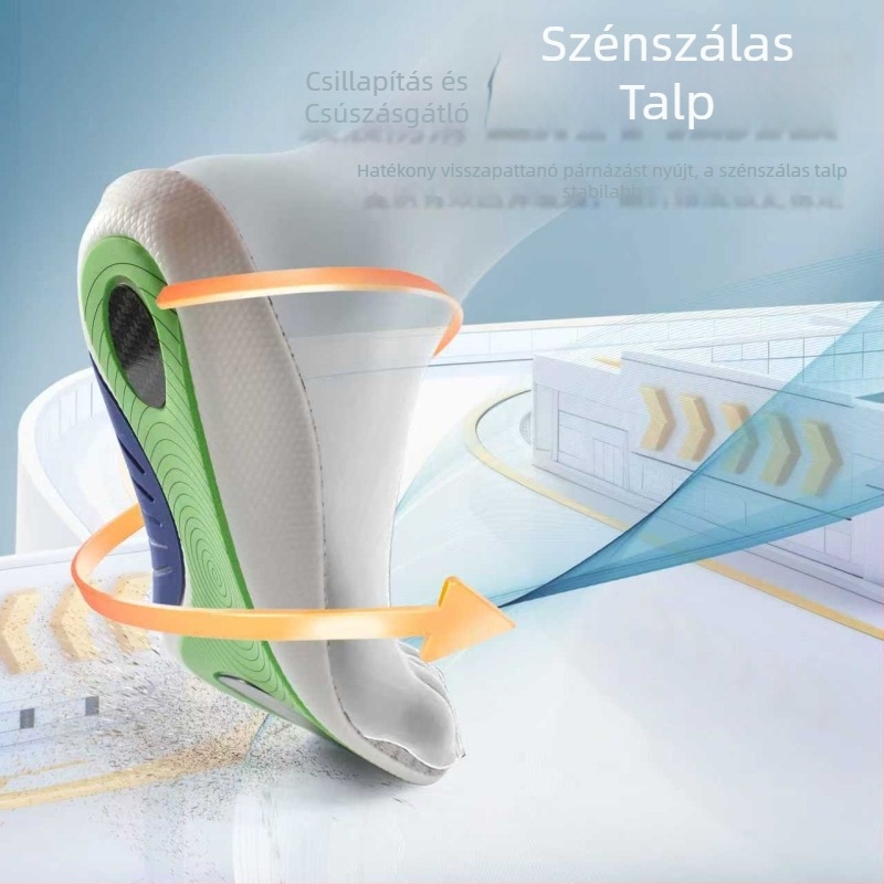 Whale talpbetét: ortopédiai teljes talpbetét PU ütéscsillapítással, TPU boltozat-támogatással és szénlemezes lappal, légáteresztő, antibakteriális, izzadtságot elvezető, sportcipőkhöz és kosárlabdához