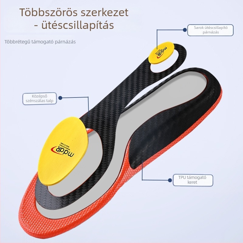 Sportcipő talpbetét szénlemezzel és ívtámogatással — csúszásmentes, ütéscsillapító, antibakteriális és nedvességelvezető
