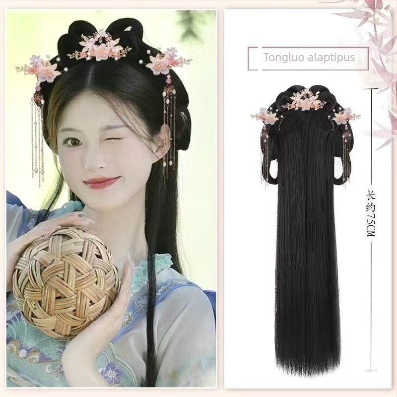 Integrált hajpánttal ellátott paróka, rövid göndör haj — Hanfu-stílusú, kézzel szőtt, magas hőmérsékletű huzal, modell 1