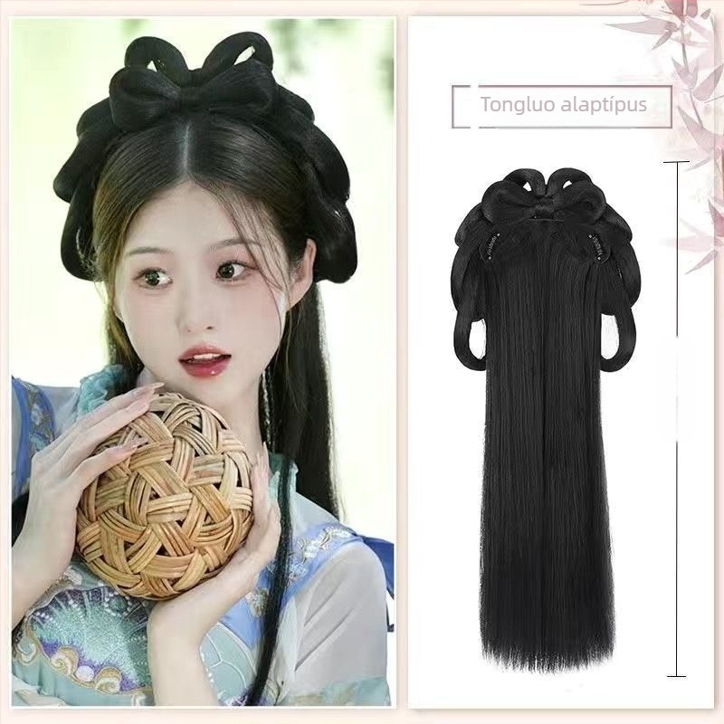 Integrált hajpánttal ellátott paróka, rövid göndör haj — Hanfu-stílusú, kézzel szőtt, magas hőmérsékletű huzal, modell 1