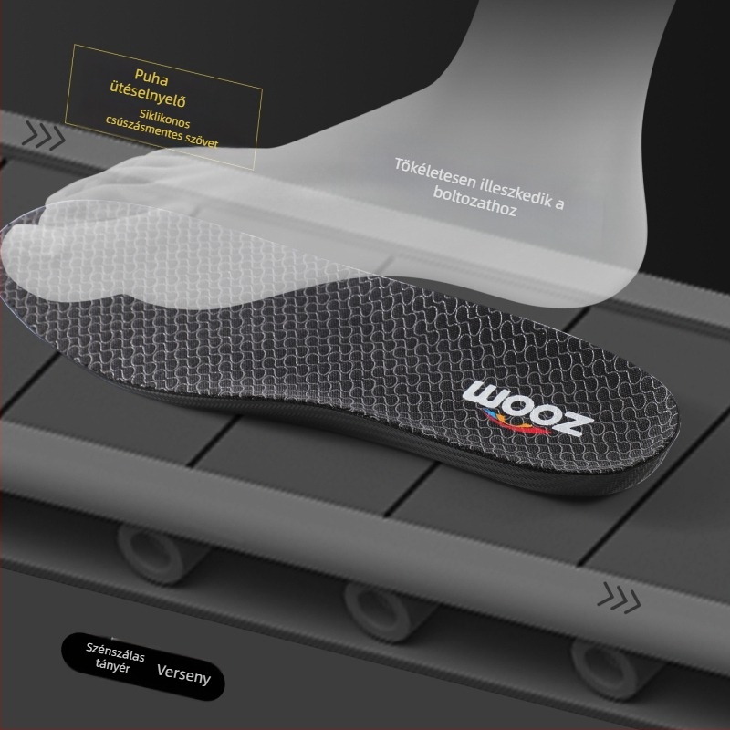 Futó talp szénlemezzel és TPU-kerettel – ortopédikus teljes talp, modell 5207-2, alkalmas sportcipőkhöz, bakancsokhoz, hétköznapi és munkacipőkhöz