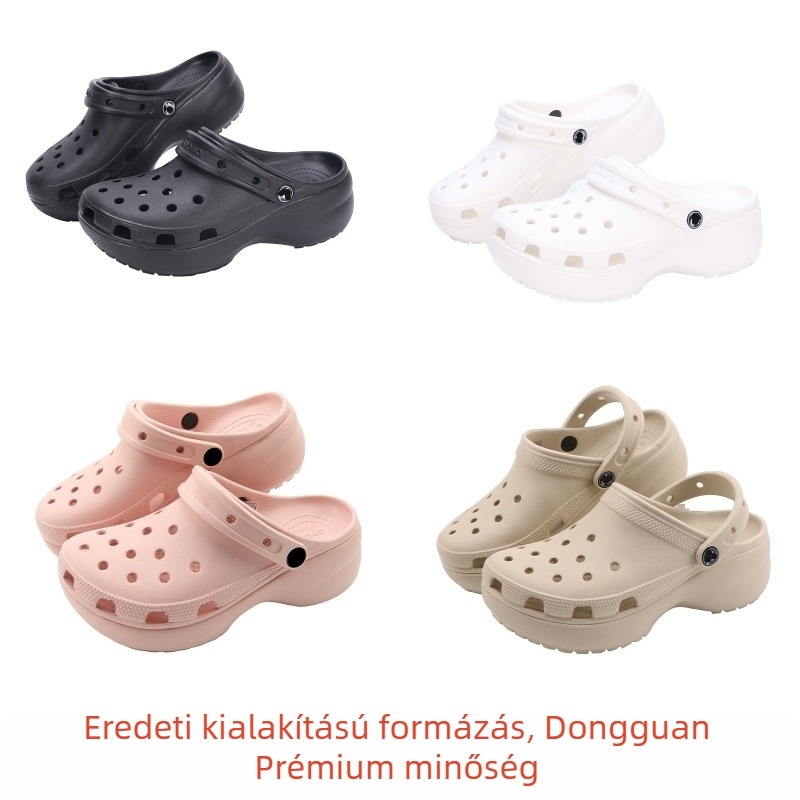 Női Crocs-stílusú EVA szandálok felhőmintás felsőrésszel, középmagas sarokkal, 4 cm vastag talppal, csúszásmentes, kültéri használatra, nyár 2023