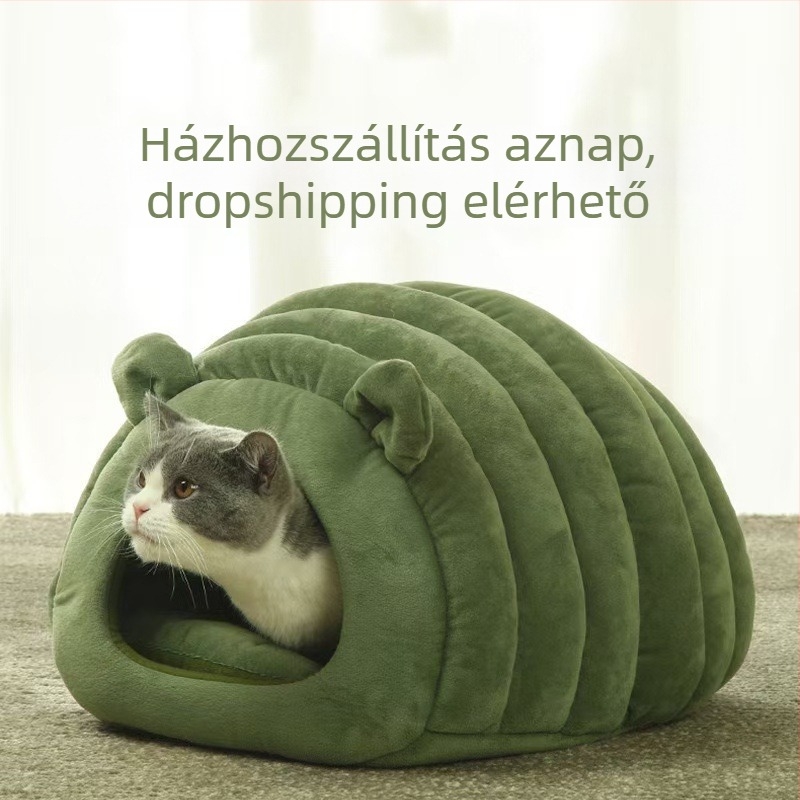 Japán stílusú meleg macskaágy, félig zárt belső odú téli használatra, ideális kis macskáknak (Fold-Ear, British Shorthair, Ragdoll, Birman)