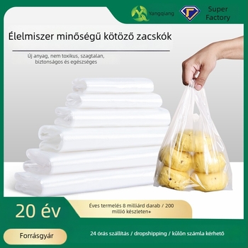 Átlátszó mellény-stílusú HDPE élelmiszer-minőségű, egyszer használatos, mikrohullámú sütőben használható, vastagított zacskó