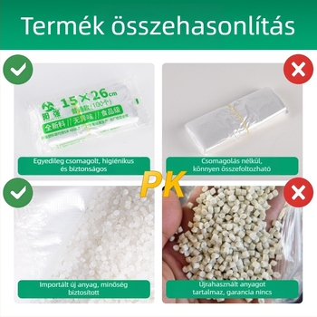 Átlátszó mellény-stílusú HDPE élelmiszer-minőségű, egyszer használatos, mikrohullámú sütőben használható, vastagított zacskó
