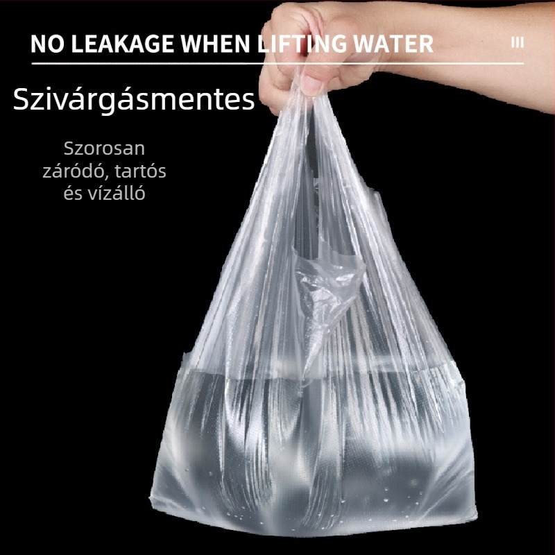 Átlátszó mellény-stílusú HDPE élelmiszer-minőségű, egyszer használatos, mikrohullámú sütőben használható, vastagított zacskó