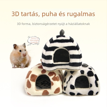 Téli korall bársony kisállat-fészek, vastag hidegálló rejtekhely hörcsög számára, meleg pamutfészek
